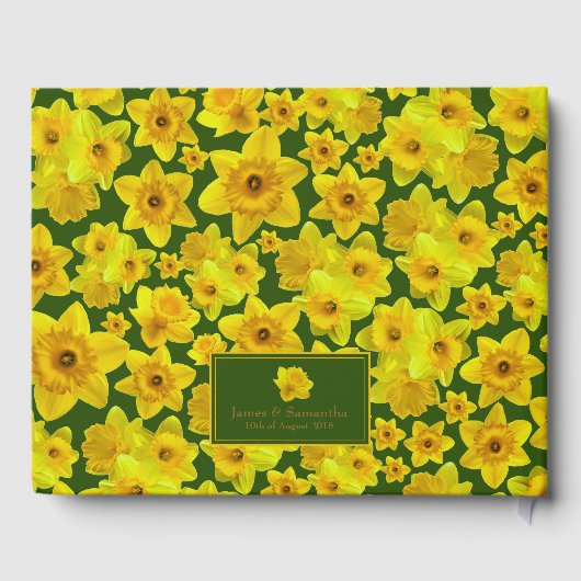 Gele lente-affodil - bruiloft gastenboek (Achterkant)