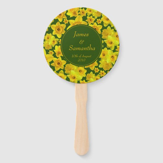 Gele lente-affodil - bruiloft handwaaier (Achterkant)