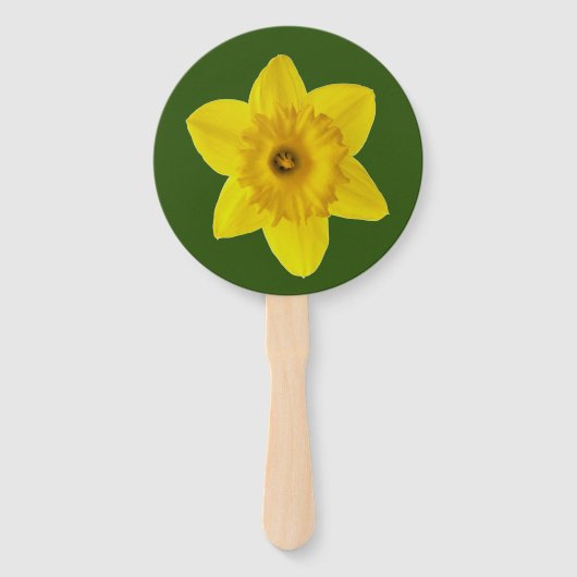 Gele lente-affodil - bruiloft handwaaier (Voorkant)