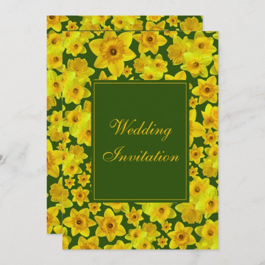 Gele lente-affodil - bruiloft kaart (Voorkant / Achterkant)