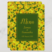 Gele lente-affodil - bruiloft menu (Voorkant / Achterkant)