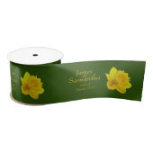 Gele lente-affodil - bruiloft satijnen lint (Spoel)