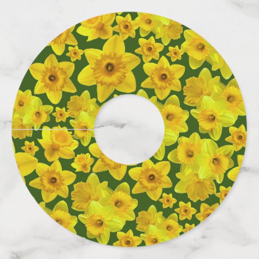 Gele lente-affodil - bruiloft wijnglaslabel (Achterkant)