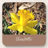 Gele lente-affodil in de Garden-aangepaste naam Bier Onderzetter (Voorkant)