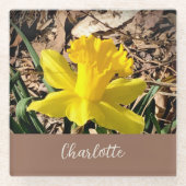 Gele lente-affodil in de Garden-aangepaste naam Glazen Onderzetter (Voorkant)