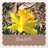 Gele lente-affodil in de Garden-aangepaste naam Kartonnen Onderzetters (Voorkant)