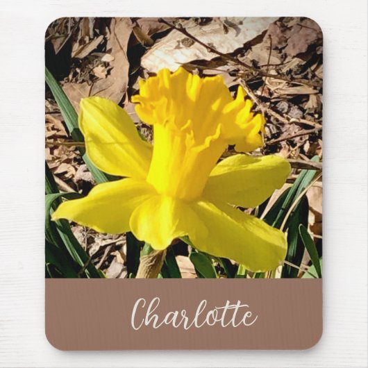 Gele lente-affodil in de Garden-aangepaste naam Muismat (Voorkant)