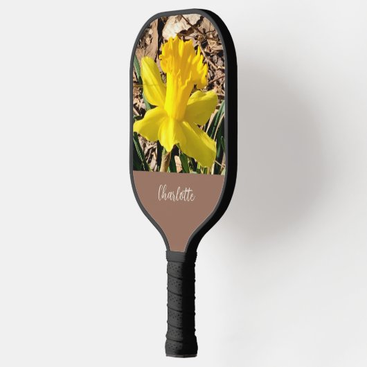 Gele lente-affodil in de Garden-aangepaste naam Pickleball Paddle (Links)