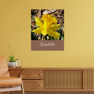 Gele lente-affodil in de Garden-aangepaste naam Poster