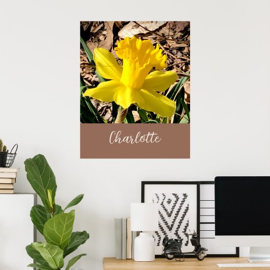 Gele lente-affodil in de Garden-aangepaste naam Poster (Thuiskantoor)