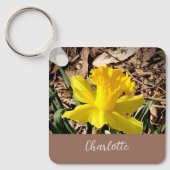 Gele lente-affodil in de Garden-aangepaste naam Sleutelhanger (Voorkant)
