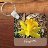 Gele lente-affodil in de Garden-aangepaste naam Sleutelhanger (Voorkant)
