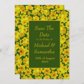 Gele lente-affodil - Weddenschap bewaart de datum Kaart (Voorkant / Achterkant)