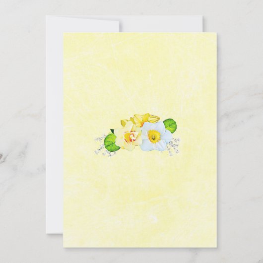 Gele lente bloemen bruiloft uitnodigingen (Achterkant)