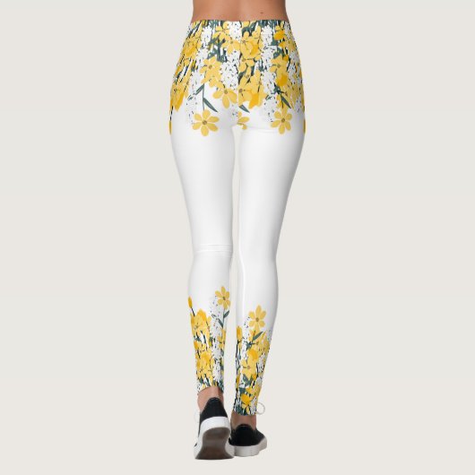 Gele lente bloemen leggings (Achterkant)