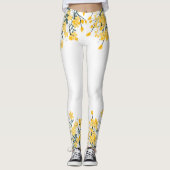 Gele lente bloemen leggings (Voorkant)
