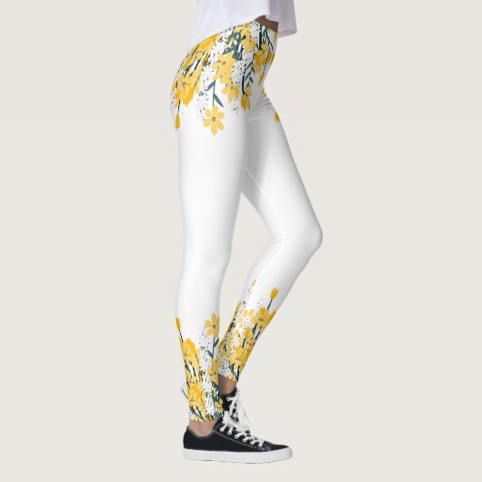Gele lente bloemen leggings (Rechts)