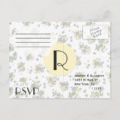 Gele lente bloemen op wit en geel papier uitnodiging briefkaart (Achterkant)