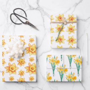 Gele Lente Daffodil Rustieke Bloemen Inpakpapier Vel
