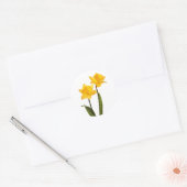 Gele Lente Daffodils op Wit Ronde Sticker (Envelop)
