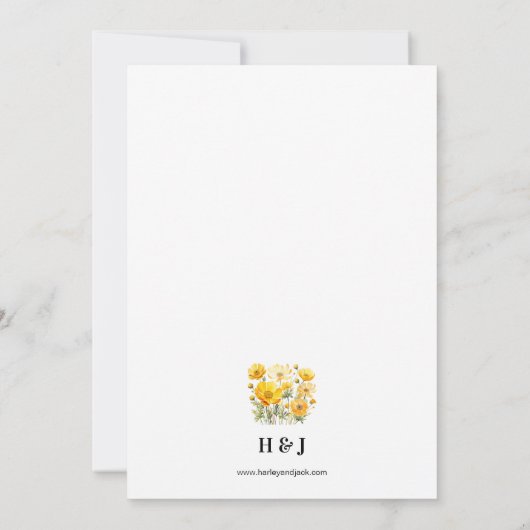 Gele lente dag bruiloft uitnodiging (Achterkant)