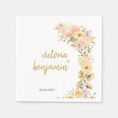 Gele lente Floral Pink Flowers Weddenschap Servet (Voorkant)