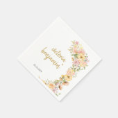 Gele lente Floral Pink Flowers Weddenschap Servet (Hoek)