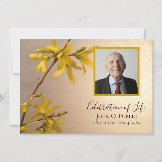Gele Lente Forsythia Bloem Viering van het Leven Kaart (Voorkant)