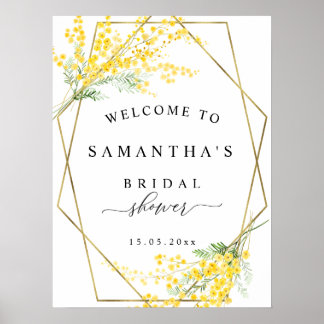 Gele lente Mimosa Bloemen Bruids Welkom Teken Poster