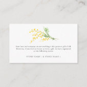 Gele lente Mimosa bloemen bruiloft details Informatiekaartje (Achterkant)