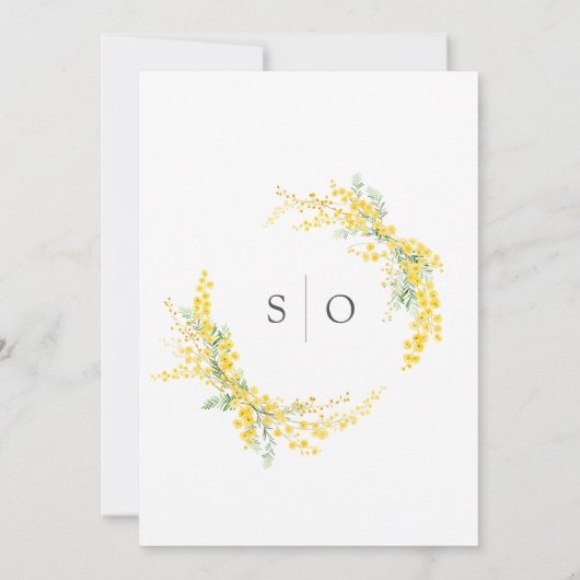 Gele lente Mimosa Wattle Bloemen Chic bruiloft Kaart (Achterkant)