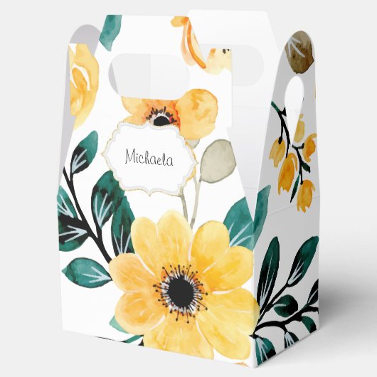 Gele lente zomer bloemenpatroon bedankdoosjes (Geopend)
