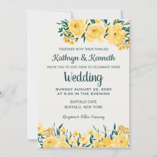 Gele lente zomer land bruiloft uitnodiging (Voorkant)