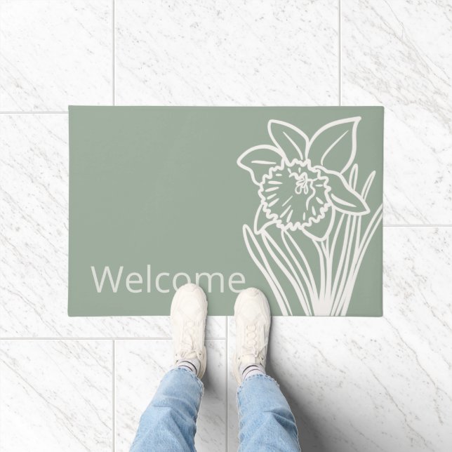 Gele lentedafodil in de tuin welkom deurmat (Binnen)