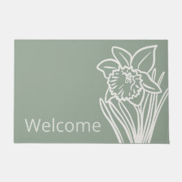 Gele lentedafodil in de tuin welkom deurmat