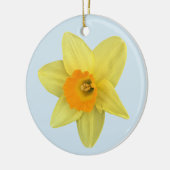 Gele lentesaffodil op Bleek blauw Keramisch Ornament (Links)