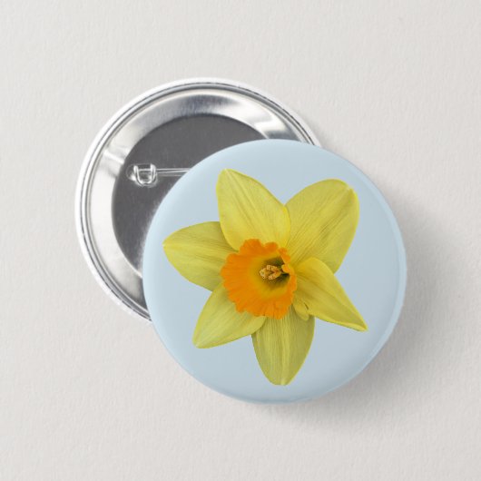 Gele lentesaffodil op Bleek blauw Ronde Button 5,7 Cm (Voorkant /achterkant)