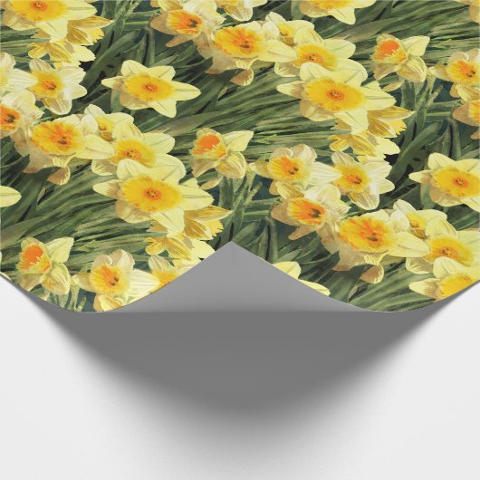 Gele lentesaffodils cadeaupapier (Hoek)