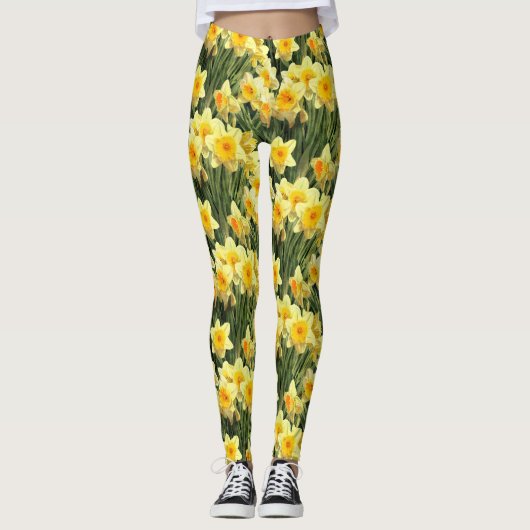 Gele lentesaffodils leggings (Voorkant)