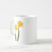 Gele lentesaffodils op wit koffiemok (Voorkant links)