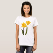 Gele lentesaffodils op wit t-shirt (Voorkant volledig)