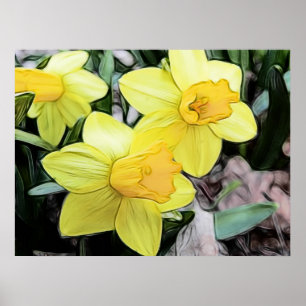 Gele lentesaffodils poster