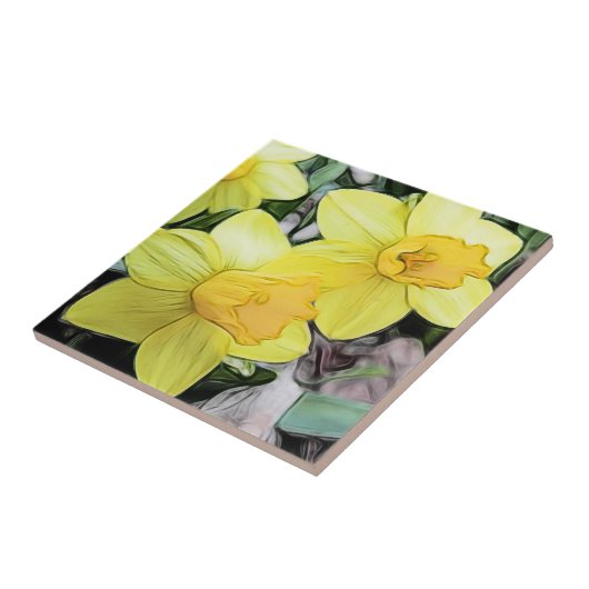 Gele lentesaffodils tegeltje (Zijkant)