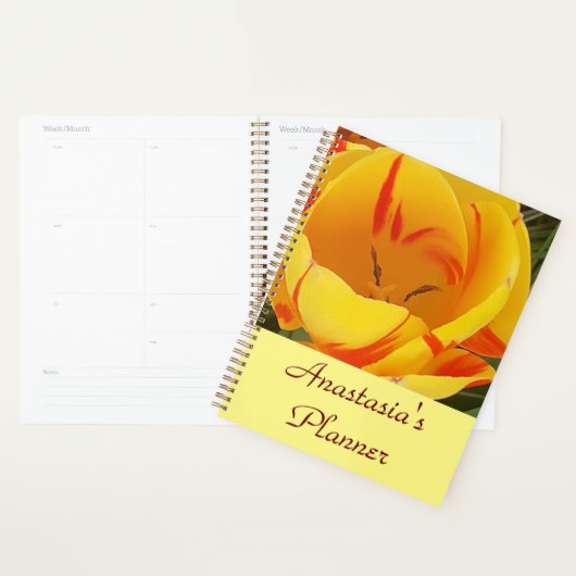 Gele lentetulp gepersonaliseerd planner (Display)
