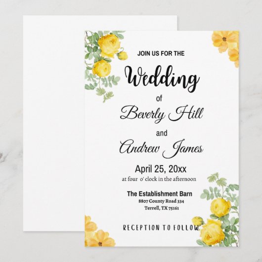  gele lenteverbindingen kaart (Voorkant / Achterkant)