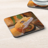 Gele leopard Gecko Bier Onderzetter (Linkerzijde)