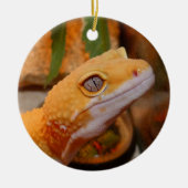 Gele leopard Gecko Lizard Keramisch Ornament (Voorkant)