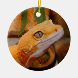 Gele leopard Gecko Lizard Keramisch Ornament