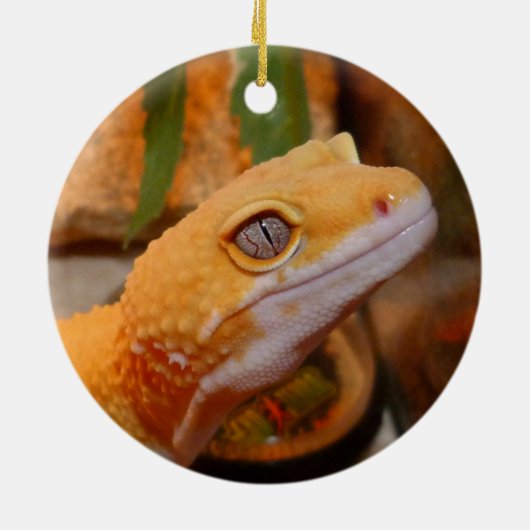Gele leopard Gecko Lizard Keramisch Ornament (Achterkant)