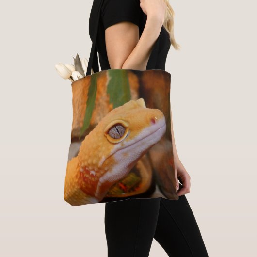 Gele leopard Gecko Lizard Tote Bag (Dichtbij)